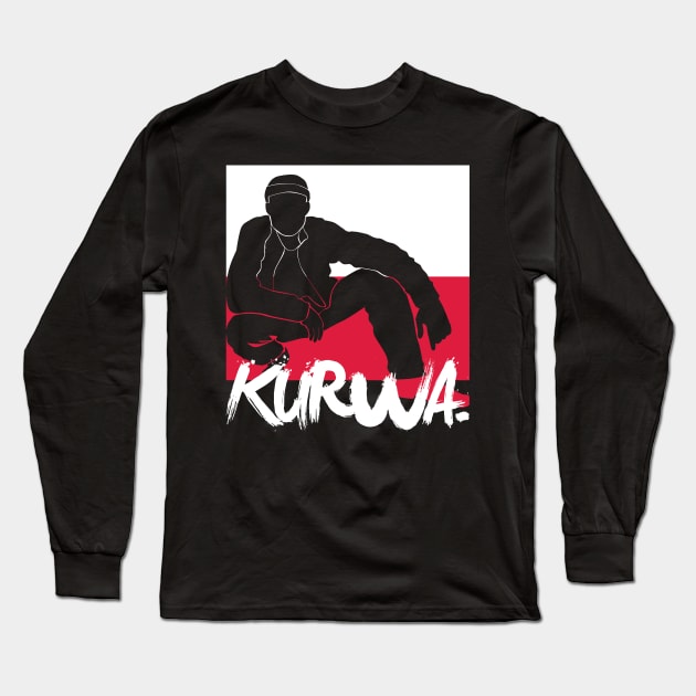 Kurwa Pose Long Sleeve T-Shirt by avshirtnation